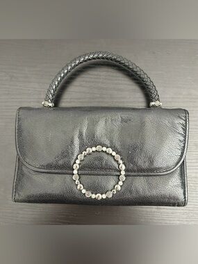 Brighton Black Leather Trifold Wallet Clutch Purse Minibag